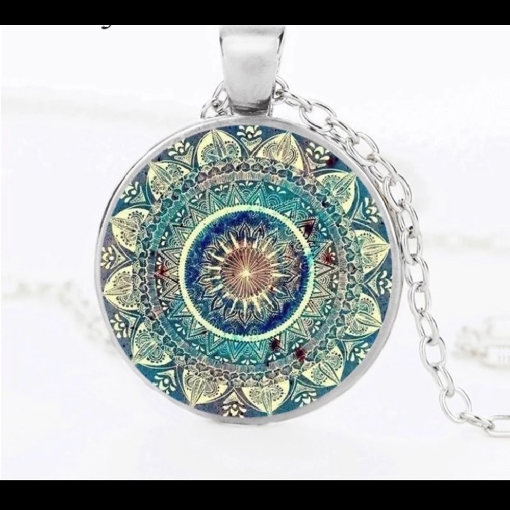 Blue & Silver Boho Dangle Earrings & Necklace Set